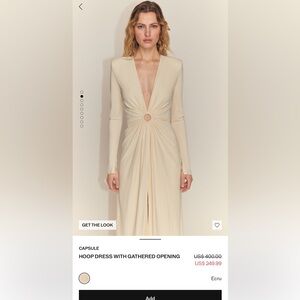 NWT Mango Capsule Hoop Dress with Gathered Opening - Ecru Size 4 Euro S